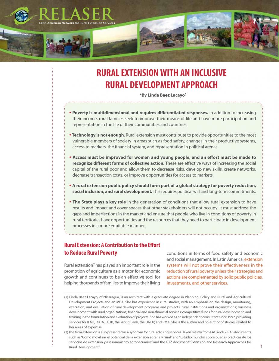 Rural Extension with an Inclusive Rural Development Approach