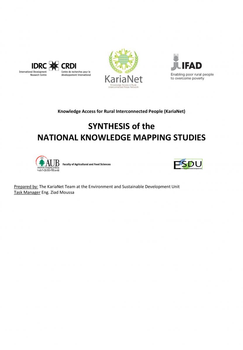 SYNTHESIS OF THE NATIONAL KNOWLEDGE MAPPING STUDIES